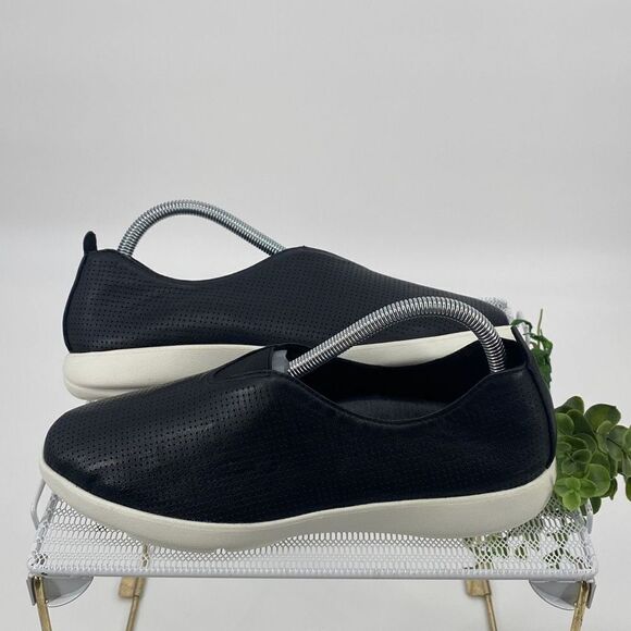 ABEO Virge Leather Comfort Slip -On Flats Breathable Black 8.5 New - Picture 2 of 11